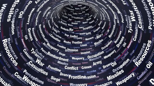 WAR Keywords Animation on Tunnel Walls, Background, Loop
