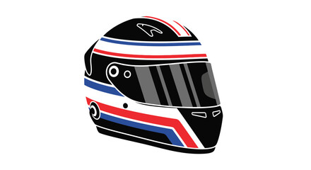 Fototapeta premium Stylized illustration of a racing helmet with red white and blue stripes