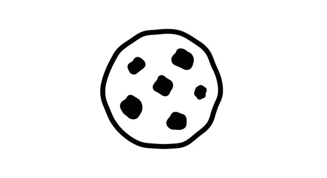 Hand Drawn Chocolate Chip Cookie Icon, Simple Doodle Art, Sweet Treat Illustration