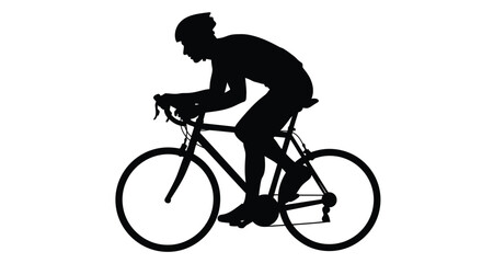 Obraz premium Silhouette of a cyclist riding a road bike in a dynamic pose