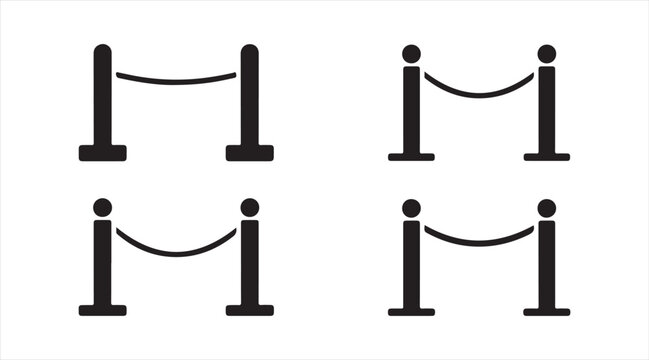 Event crowd control barrier collection, rope stanchions and access restriction icons