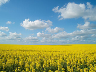 Obraz premium 菜の花畑と青い空