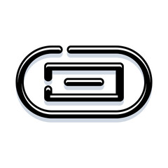 Fototapeta premium Paperclip icon representing attachment, connection and organization of office documents for business communication, data and workflow, simple silver outline on white background