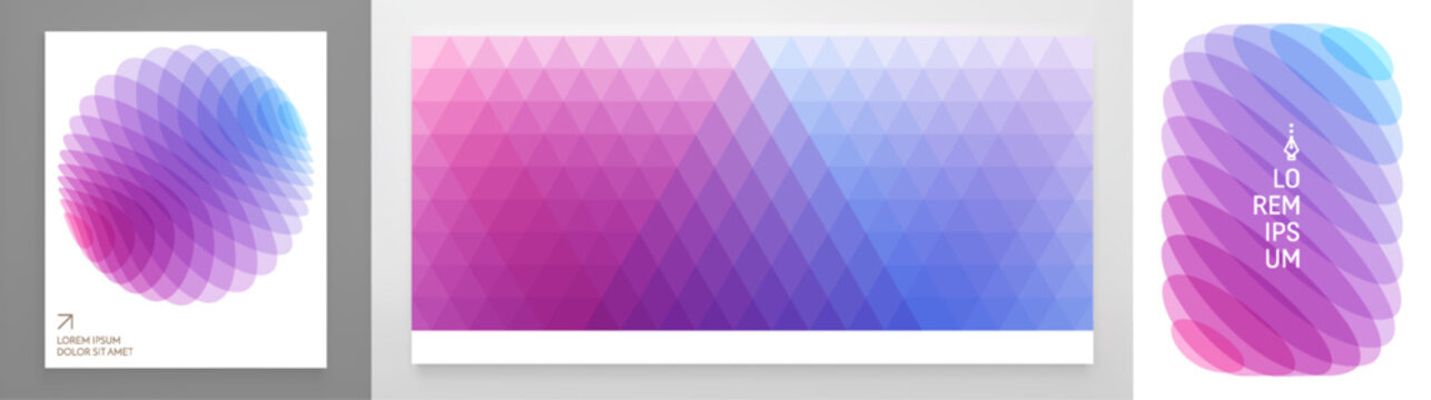 Translucent sphere. Horizontal banner. Wavy background. Color gradient. Sliced ​​and moving effect. Vector for brochure, poster, cover, postcard, presentation, flyer, or banner.