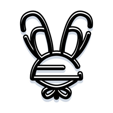 Stylized black and white outline of a rabbit's head, cleverly forming a letter g or c, with distinguishing ears and a decorative bow tie, representing a modern brand identity icon