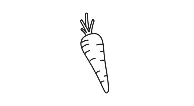 Simple Line Drawing of a Carrot, Isolated on White Background, Healthy Food Icon