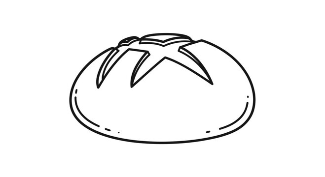 Simple Line Drawing of a Round Loaf of Bread with Scoring
