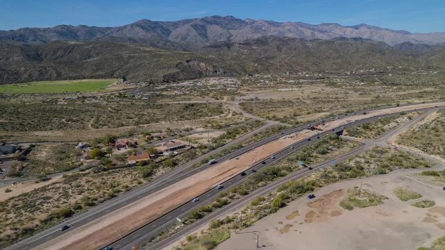 Aerial Hyperlapse of I-17 Improvement Project and New Flex Lanes in Black Canyon City, AZ
