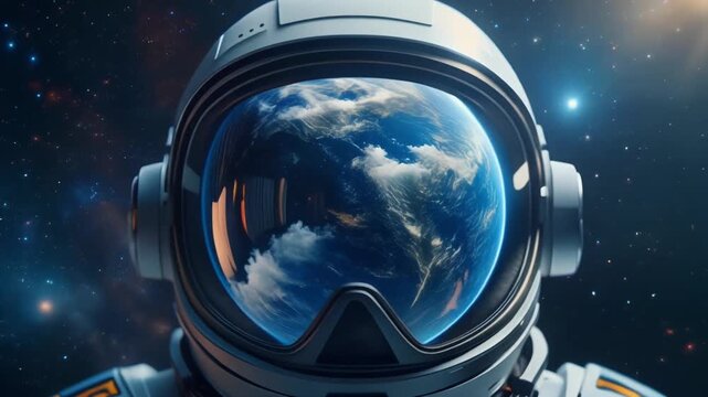 Earth&rsquo;s Clouds and Oceans Reflected in Visor