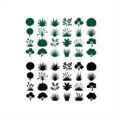 Fototapeta premium Green and black stylized clover leaf patterns on white background