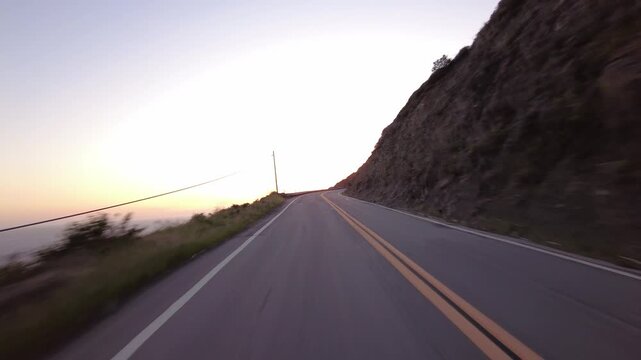 Big Sur Pacific Coast Highway Southbound 7 Ragged Point Dusk 03 Rear View MultiCam Driving Plate California USA