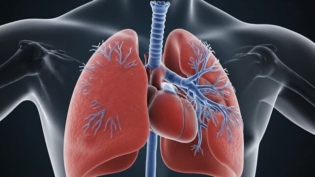 Anatomical Animation Showing Lungs, Heart, and Trachea in the Human Body for Medical Education and