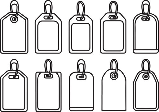 Nine blank tags with string attachments arranged in a grid pattern Vector