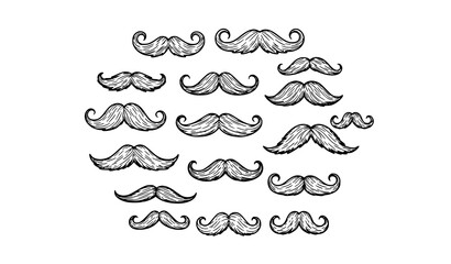 Hand drawn doodle mustache collection sketch style barber vector icons © MstLiza