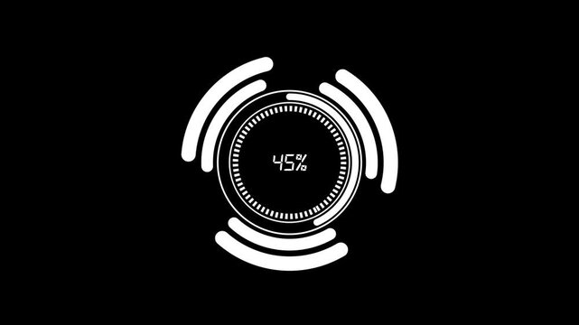 A circular loading indicator displays a one percent charge on a black background