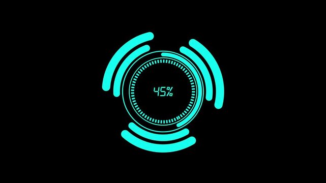 A teal circular loading indicator displays one percent complete on black