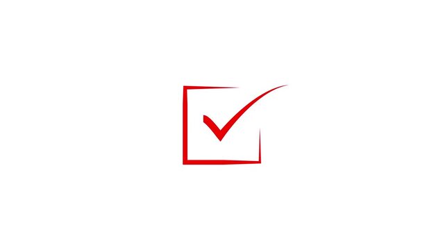 A simple red check mark inside a square on a white background