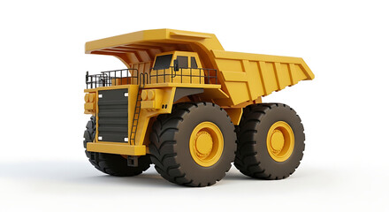 Fototapeta premium Detailed 3D rendering of a large yellow dump truck.