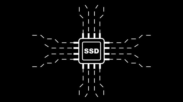 white s d solid state drive circuit board light technology concept