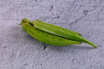 Fresh green bamia - okra vegetable