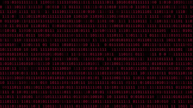 Cyber red binary text data flow technology and programming background video 4k 30fps
