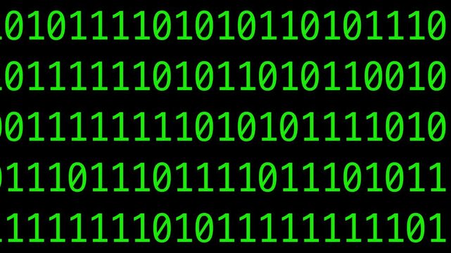 Cyber neon green binary text data technology and programming background video 4k 30fps