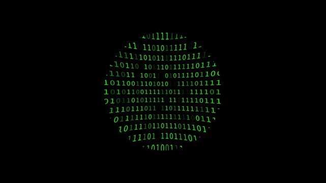 Cyber neon green binary text data circle technology and programming background video 4k 30fps