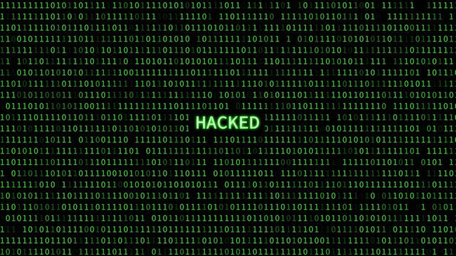 Cyber neon green hacked binary text data flow technology and programming background video 4k 30fps