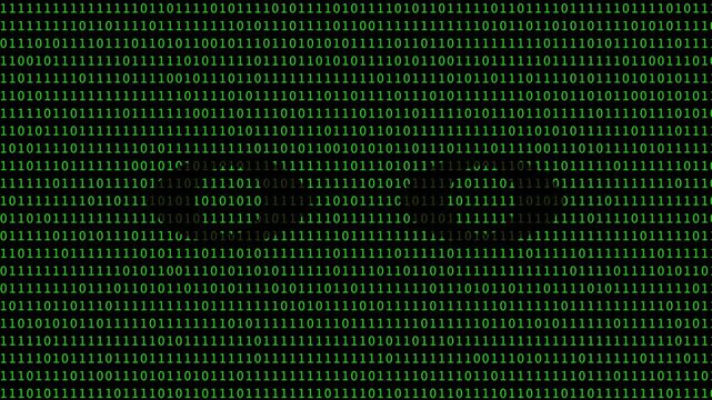 Cyber neon green eyes binary text data flow technology and programming background video 4k 30fps