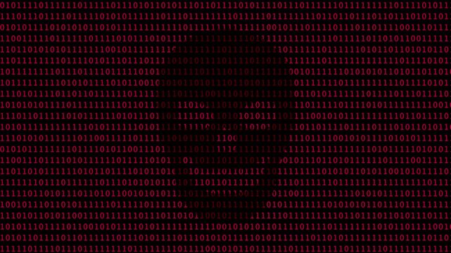 Cyber red skull face binary text data flow technology and programming background video 4k 30fps
