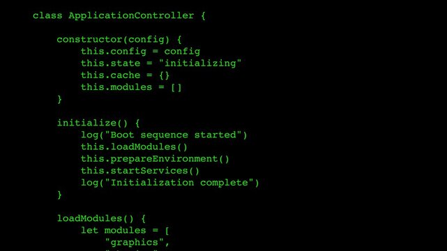 Neon green retro programming code lines background video 4k 30fps