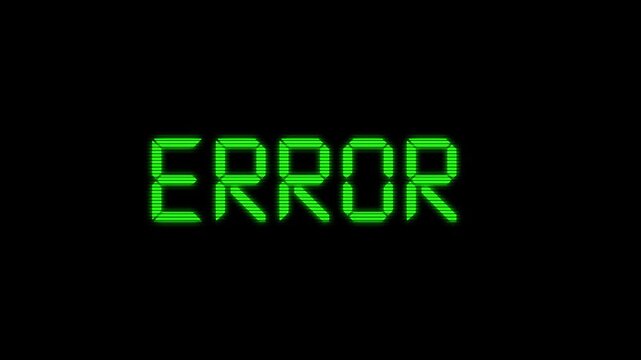 Futuristic cyber neon green digital English error text animation video 4k 30fps