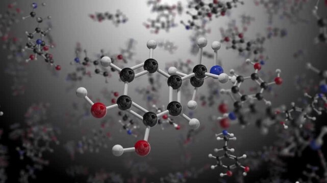 Dopamine Molecule 3D Model Neurotransmitter Chemical Structure in Human Brain