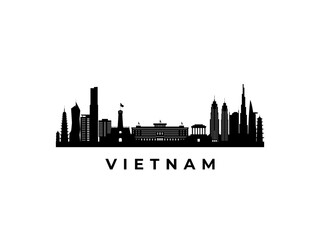 Obraz premium Vector Vietnam skyline. Travel Vietnam famous landmarks. Business and tourism concept for presentation, banner, web site.