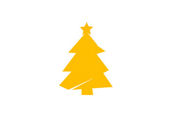 Obraz premium A cute yellow Christmas tree made of paper is placed on a transparent background.