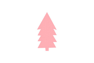 Fototapeta premium A cute pink Christmas tree made of paper is placed on a transparent background.