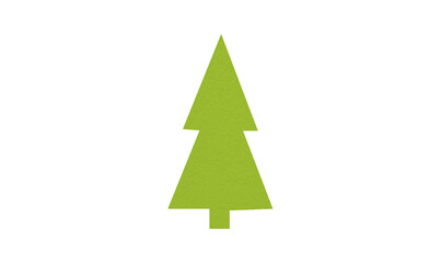 Obraz premium A cute light green Christmas tree made of paper is placed on a transparent background.
