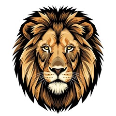 Fototapeta premium A regal illustration, featuring a majestic feline's head with a flowing mane and piercing gaze, created with sharp lines and warm, earthy tones