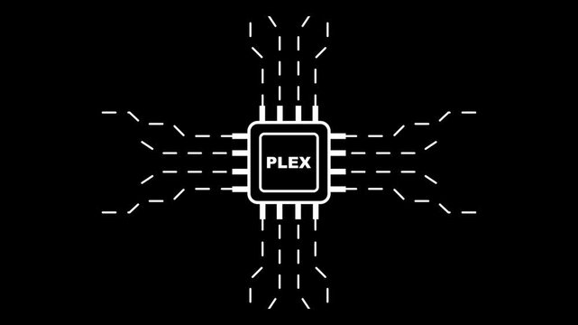 white p l e x microchip circuit board neon sign technology concept plex