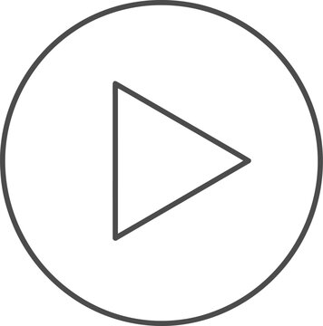 Play button icon, black and white, simple design, media symbol