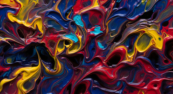 High-detail fluid abstract art, thick paint textures flowing in complex patterns