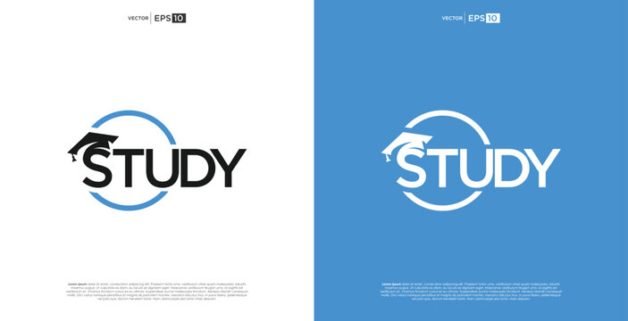 Study Logo Design with Graduation Cap and Circle Element