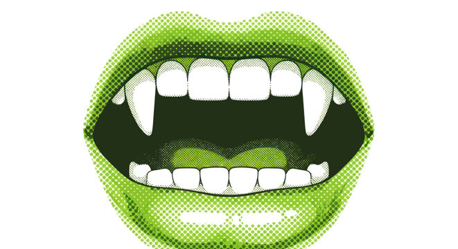 Green Vampire Mouth with Fangs