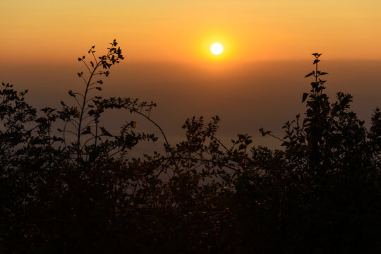 Sunrise in the morning, sunrise with mountains. at Doi Pha Hom Pok National Park,Thailand.