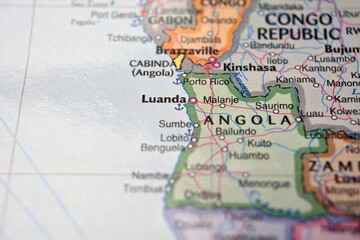 Naklejka premium Malanje Angola – Map Location with Blurred Background