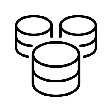  Data mart thin line icon. Organization. Data processing, information, digital technology concept. Black outline vector sign.