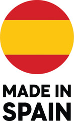 Obraz premium Made in Spain Seal with Spanish Flag Circle Icon for Product Labeling and Branding