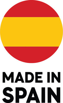 Made in Spain Seal with Spanish Flag Circle Icon for Product Labeling and Branding