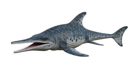 Obraz premium Prehistoric shark with sharp teeth and spotted skin
