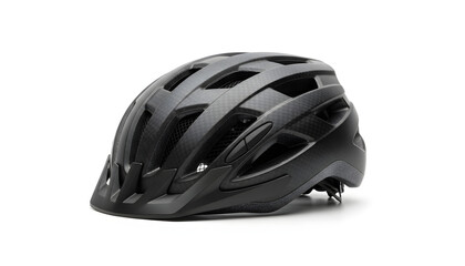 Fototapeta premium Matte Black Mountain Bike Helmet Isolated on White Background